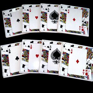 Set 8 Ceramic Tiles Coasters Playing Cards Ace of Spade Hearth Club Diamond READ